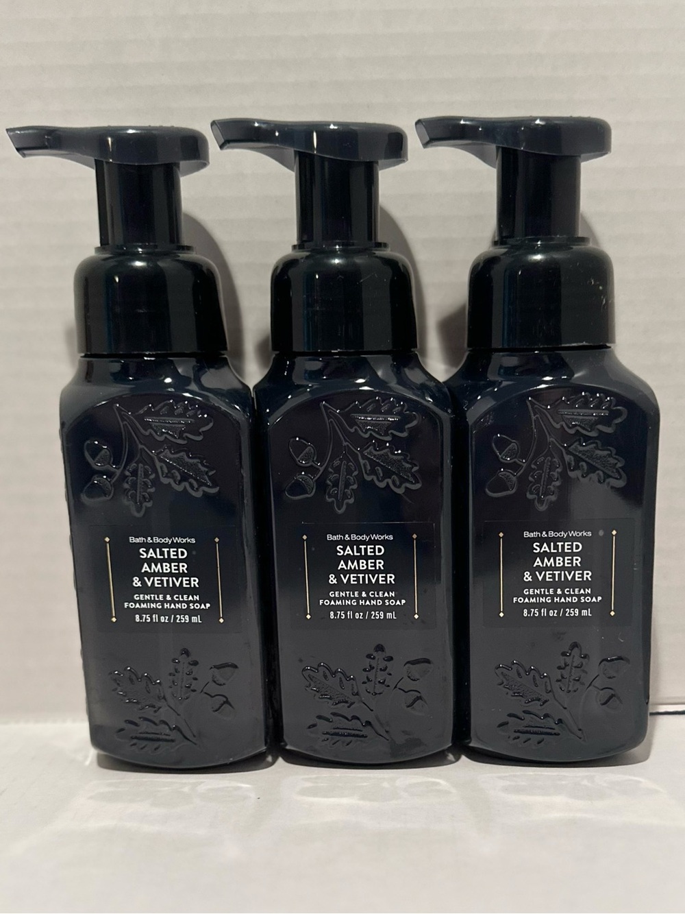 Bath & Body NEW (3) Salted Amber & Vetiver Foaming Hand Soaps